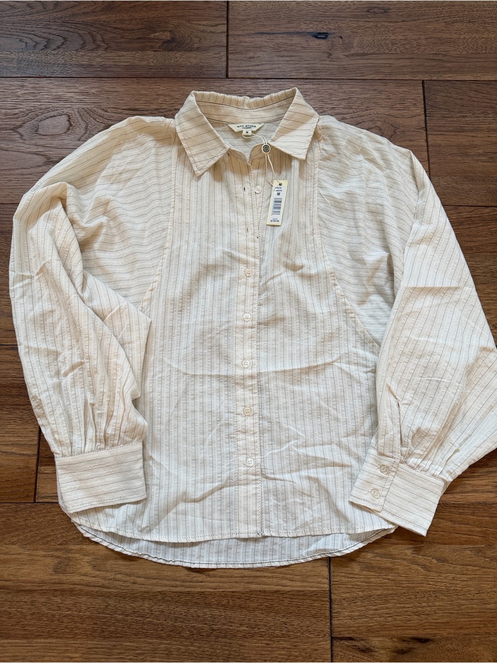 NWT Max Studio Ivory Pinstriped Button Down Medium